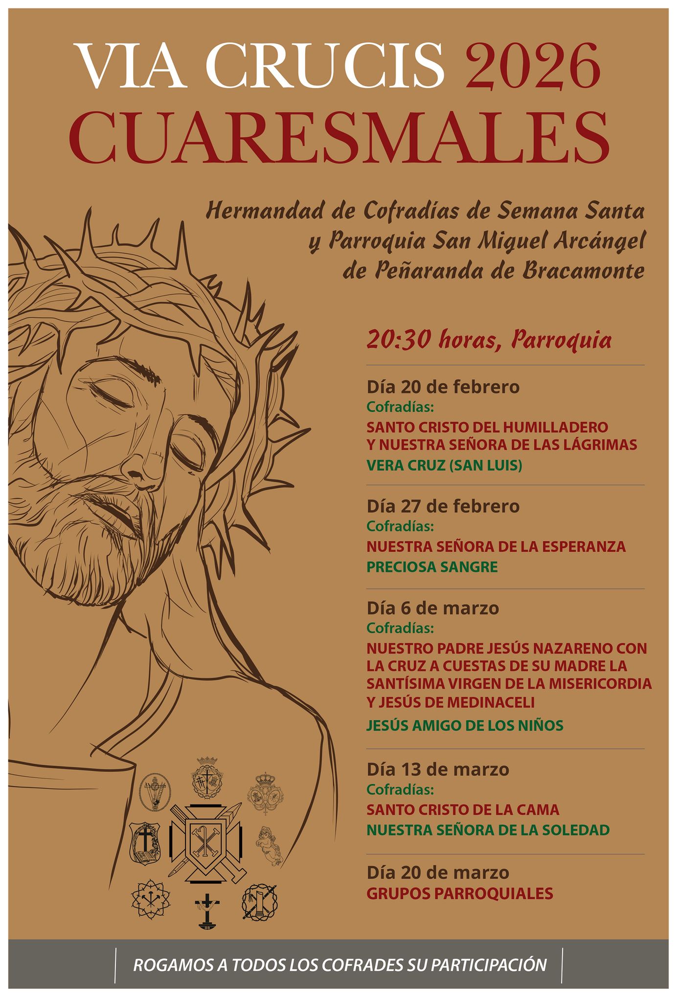 Hoy comienzan los Vía Crucis Cuaresmales organizados por la Hermandad de Cofradías
